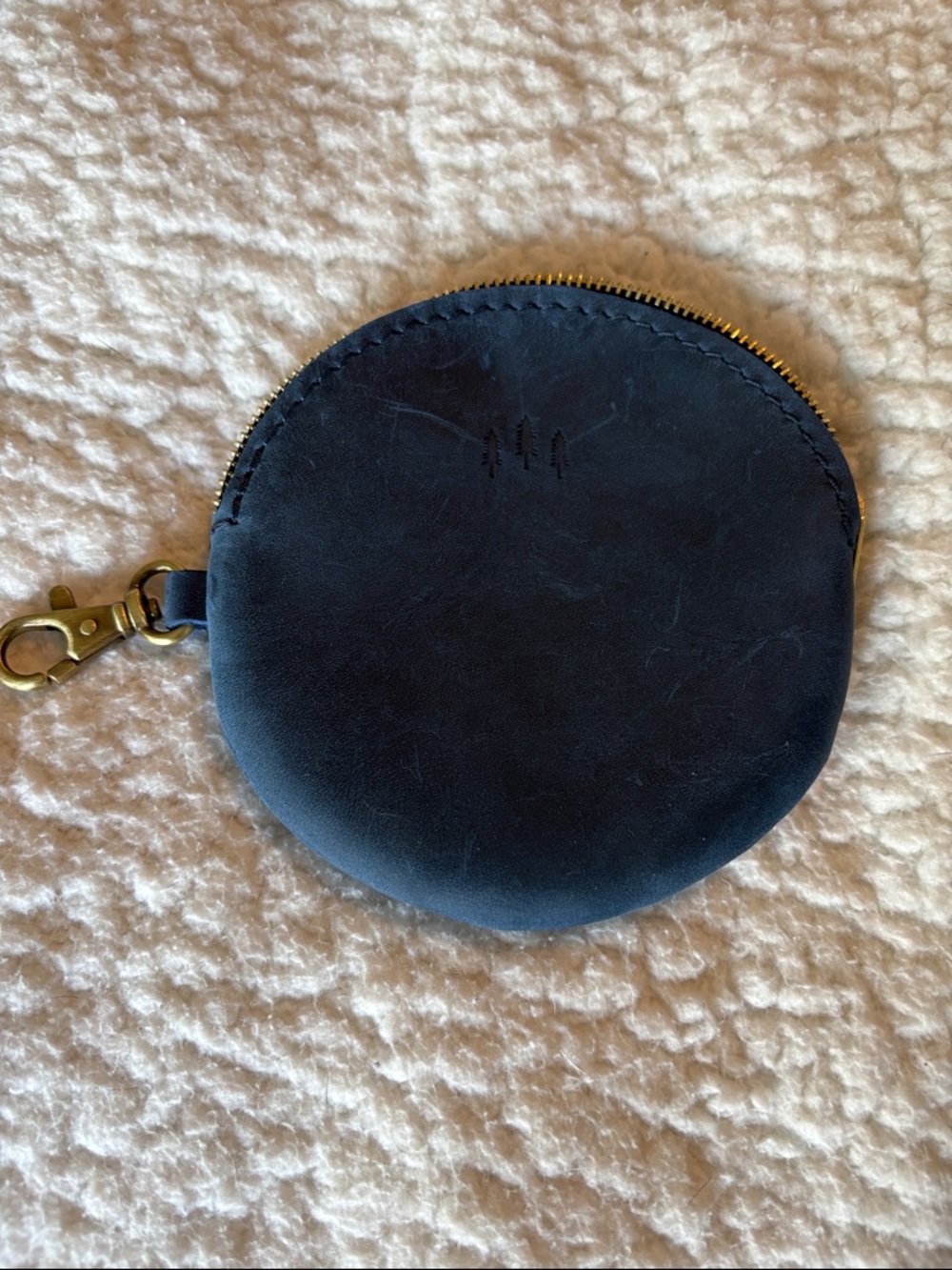 Portland Leather Round Leather Coin Pouch - Navy